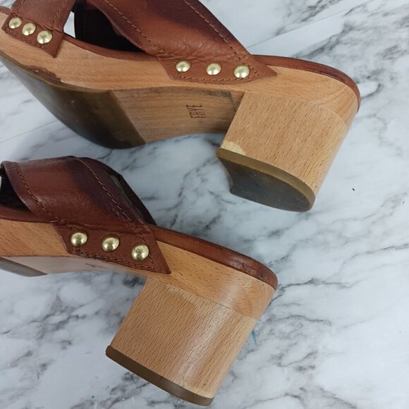 FRYE Womens Fiona Slide Cross Strap Dress Sandals Brown Leather Size 7M - Picture 6 of 14